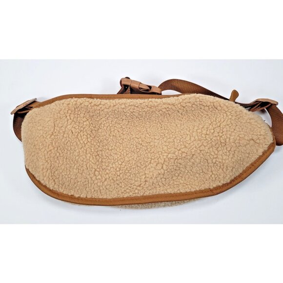 Sherpa and Cordoroy Belt Bag Gold Fanny Pack Beige - Picture 4 of 10
